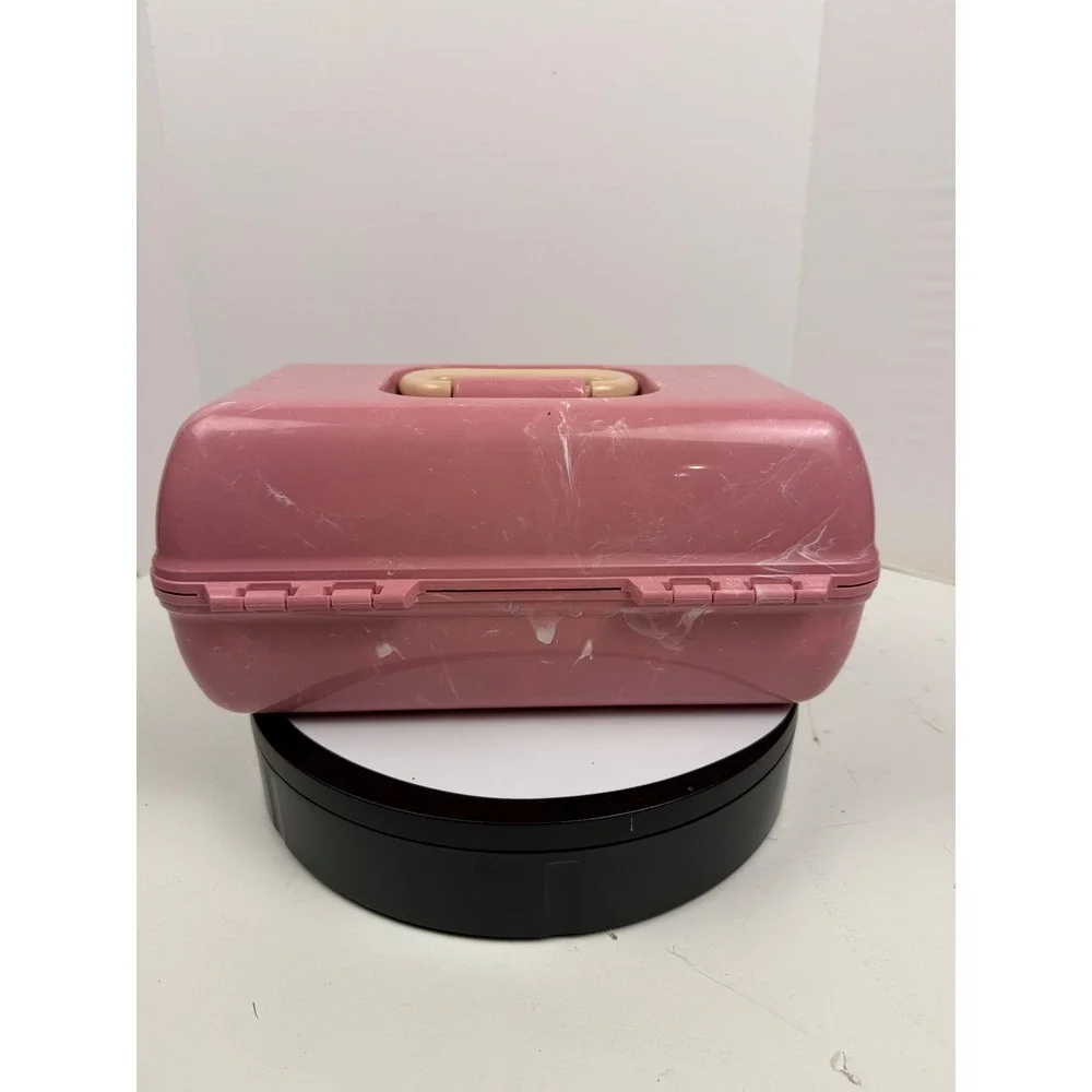 Caboodles On-The-Go Girl Makeup Organizer Case Pink Marble Mirror Vintage Style